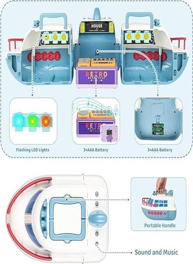 EXOMOON مجموعة لعب قارب بيت الدمى من إكسومون، سفينة ألعاب قابلة للتشكيل للأطفال مع مؤثرات صوتية وأضواء ودمية وإكسسوارات لمسرح الديسكو، ألعاب تمثيلية صغيرة هدية عيد ميلاد للبنات والأولاد من 3 إلى 8 سنوات فما فوق - Image 4